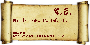 Mihályko Borbála névjegykártya